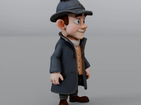 Estilo de dibujos animados de Sherlock Holmes Modelo de impresión 3D