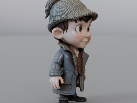 Sherlock Holmes cartoon style 3D Print Model