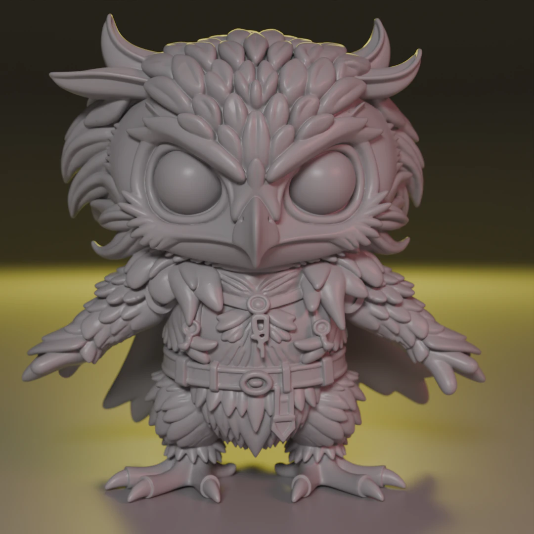 Stylized owl 3D Print Model .c4d .max .obj .3ds .fbx .stl .blend 