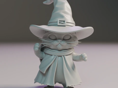 魔法の猫 3Dプリントモデル
