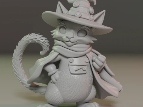 魔法の猫 3Dプリントモデル