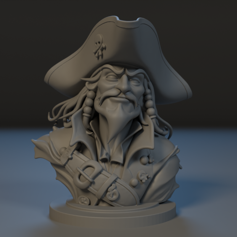 Bust Captain Blackbeard 3D 打印模型 .c4d .max .obj .3ds .fbx .stl .blend