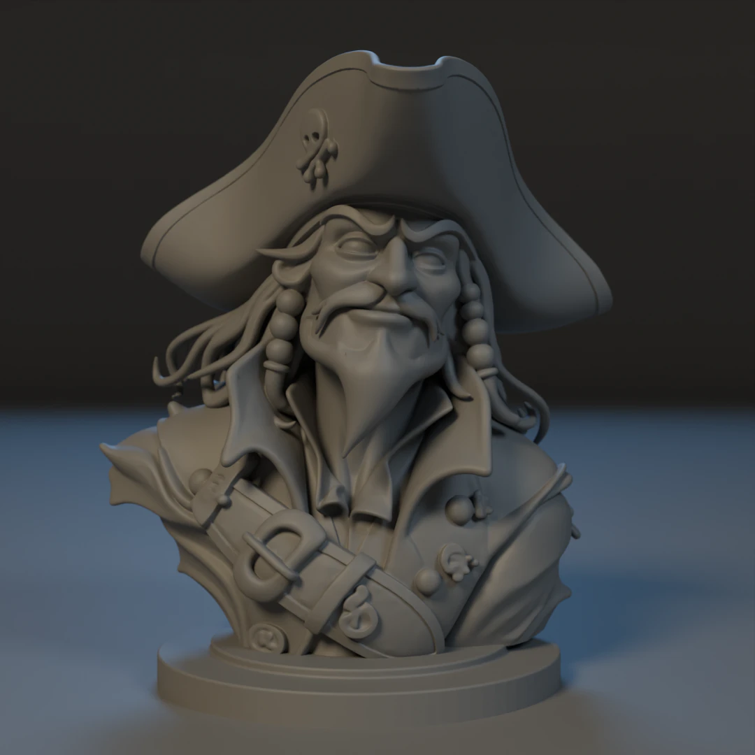Bust Captain Blackbeard 3D Print Model .c4d .max .obj .3ds .fbx .stl .blend 