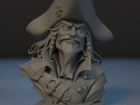 B&uuml;st&uuml; Kaptan Karasakal 3D Baskı Modeli