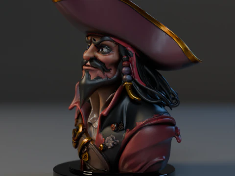 Bust Captain Blackbeard 3D Print Model