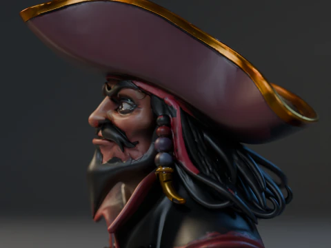 Bust Captain Blackbeard 3D Print Model
