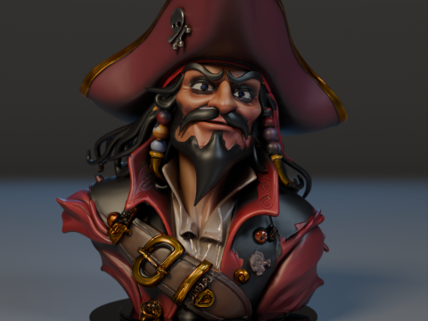 Bust Captain Blackbeard 3D 打印模型