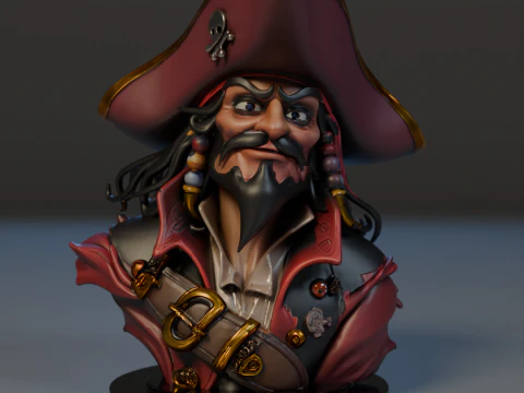 Bust Captain Blackbeard 3D Print Model