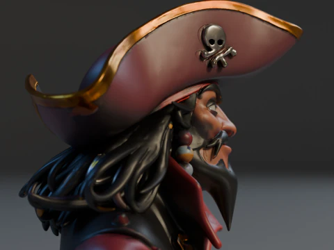 Bust Captain Blackbeard 3D Print Model