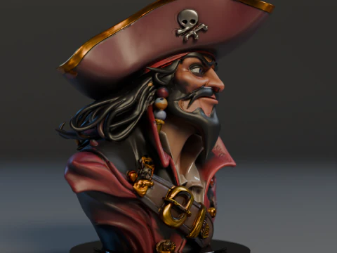 Bust Captain Blackbeard 3D Print Model