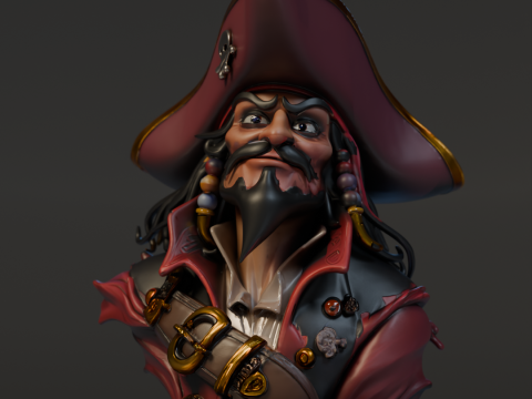 Bust Captain Blackbeard 3D 打印模型