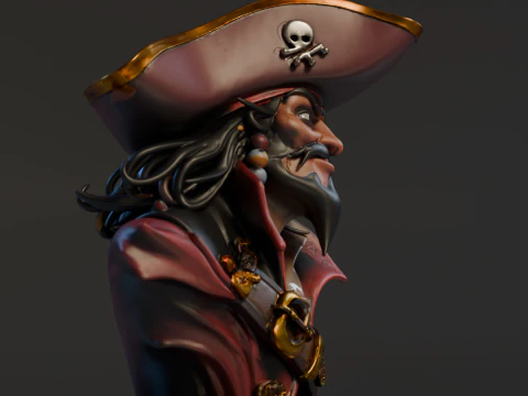 Bust Captain Blackbeard 3D Print Model