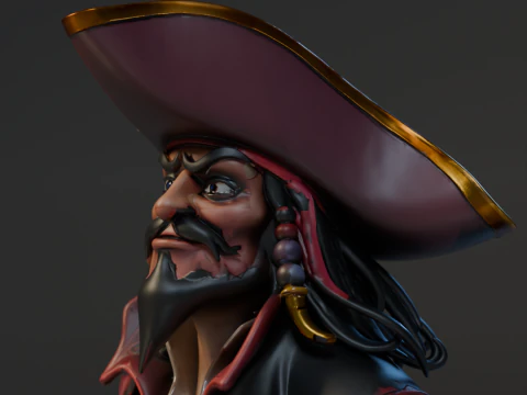 Bust Captain Blackbeard 3D Print Model