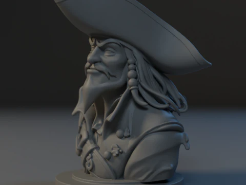 Bust Captain Blackbeard 3D Print Model
