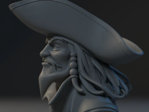 Bust Captain Blackbeard 3D Print Model