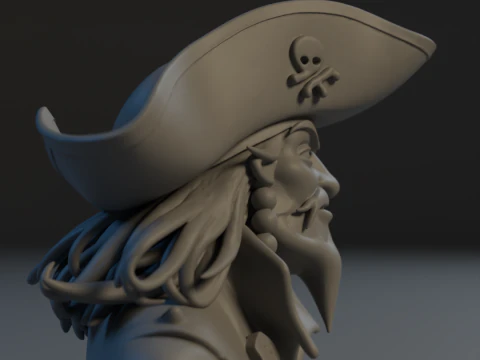 Bust Captain Blackbeard 3D Print Model