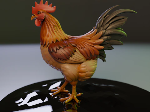 Rooster 3D Print Model