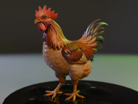 Rooster 3D Print Model