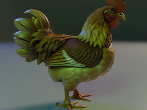 Rooster 3D Print Model
