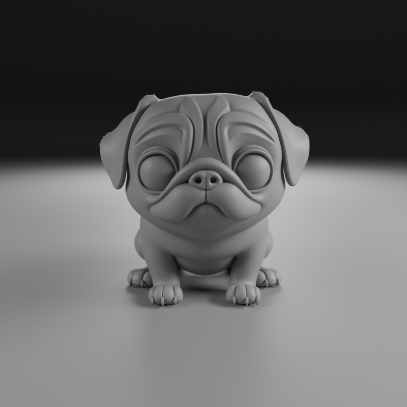 Pug dog 3D प्रिंट मॉडल .c4d .max .obj .3ds .fbx .stl .blend