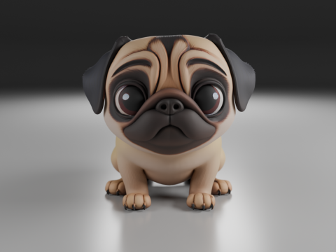 Pug dog 3D Print Model