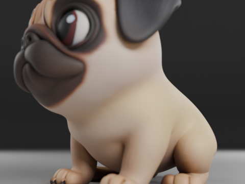 Pug dog 3D Print Model