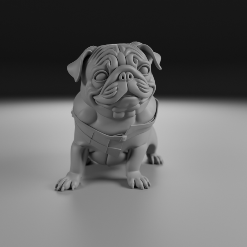 Pug dog 3D Принт Модель .c4d .max .obj .3ds .fbx .stl .blend