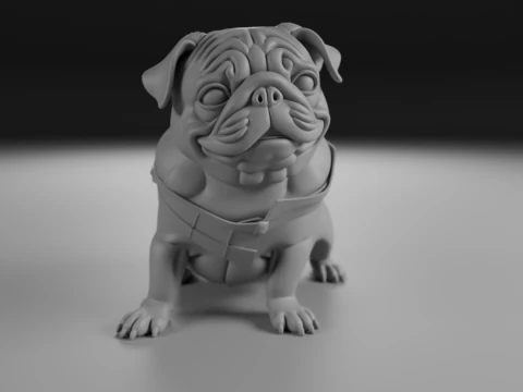 パグ犬 3Dプリントモデル