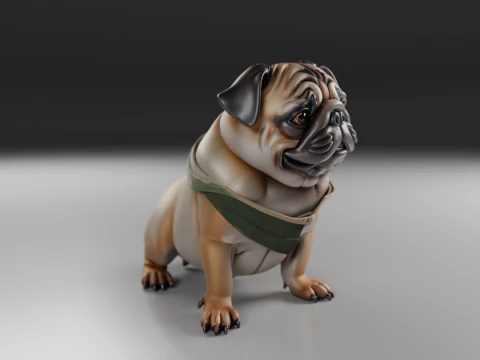 Pug dog 3D Print Model