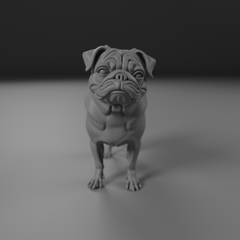 Pug 3D Baskı Modeli .c4d .max .obj .3ds .fbx .stl .blend