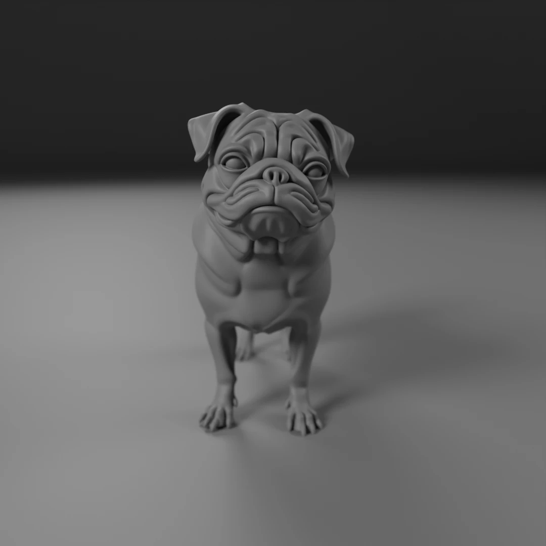 Pug 3D Print Model .c4d .max .obj .3ds .fbx .stl .blend 