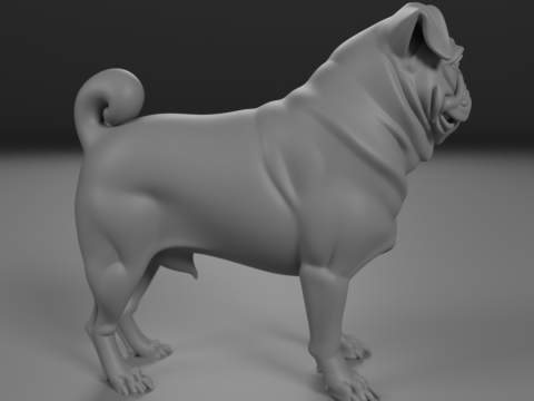 Pug 3D Baskı Modeli