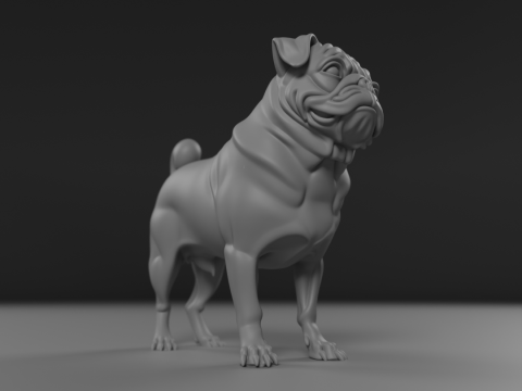 Pug 3D Baskı Modeli