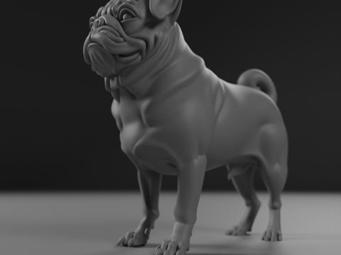 Pug 3D Baskı Modeli
