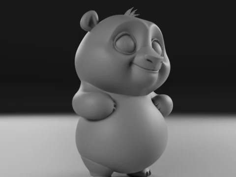 Cute panda bear 3D Print Model
