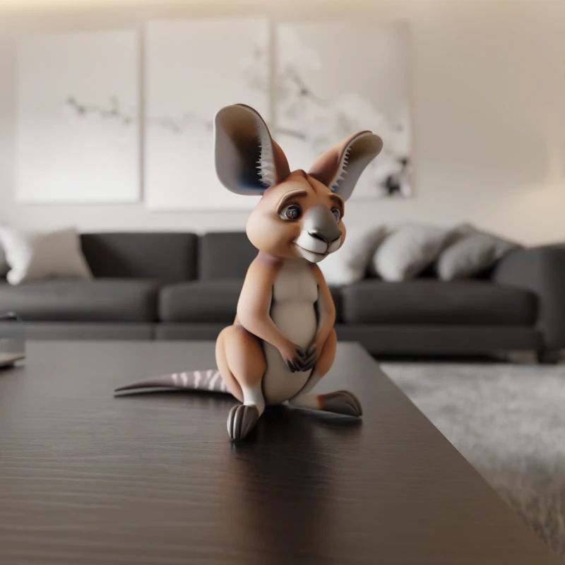 Kangaroo 3D Print Model .c4d .max .obj .3ds .fbx .stl .blend 