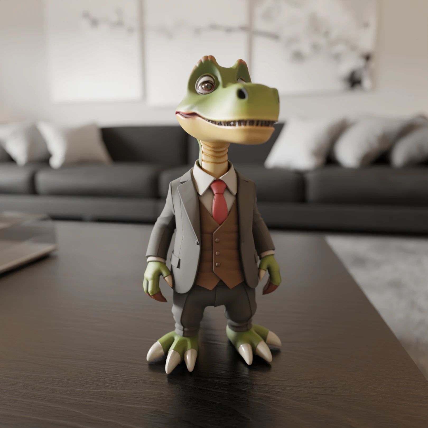 Dinosaur in suit 3D Print Model .c4d .max .obj .3ds .fbx .stl .blend 