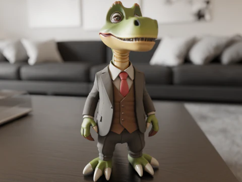 Dinosaur in suit 3D Print Model