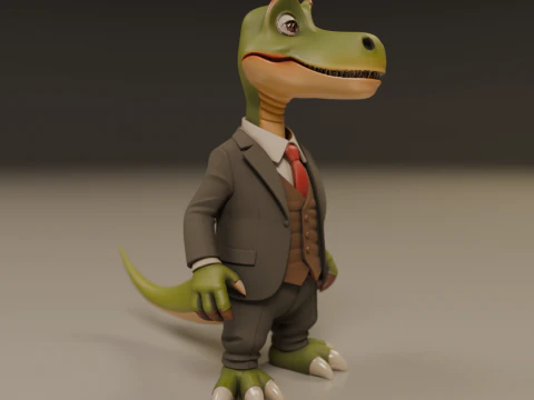 Dinosaur in suit 3D Print Model