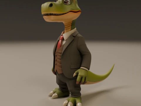 Dinosaur in suit 3D Print Model