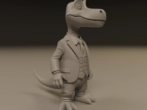 Dinosaur in suit 3D Print Model