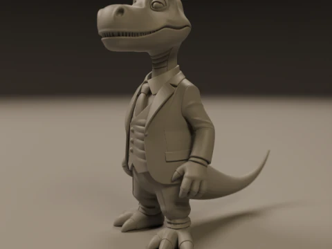 Dinosaur in suit 3D Print Model