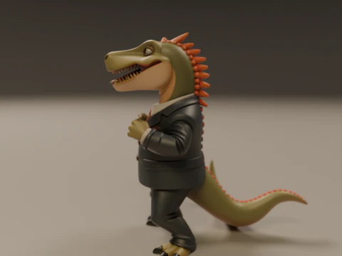 Dinosaur in suit 3D Print Model