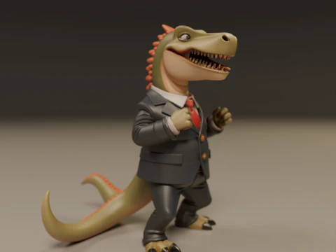 Dinosaur in suit 3D Print Model