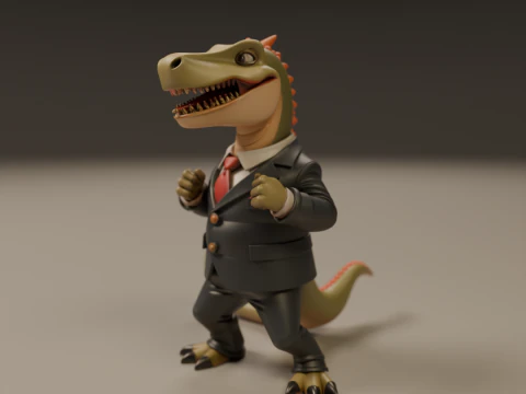 Dinosaur in suit 3D Print Model