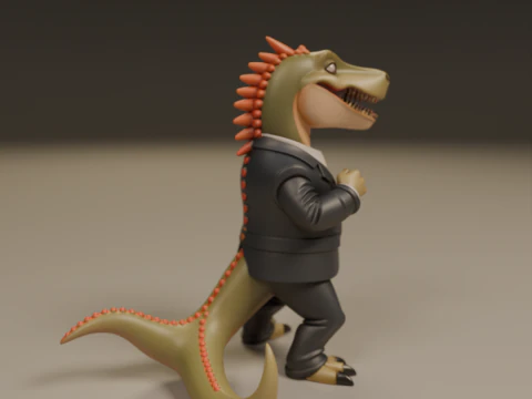 Dinosaur in suit 3D Print Model