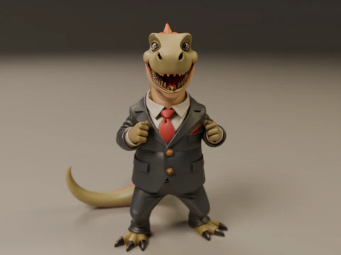 Dinosaur in suit 3D Print Model