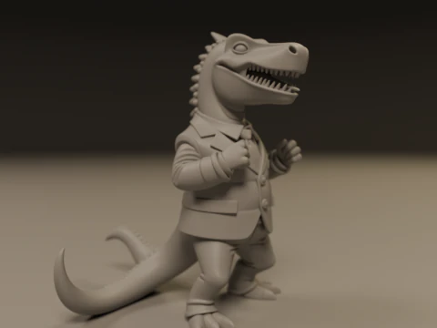 Dinosaur in suit 3D Print Model