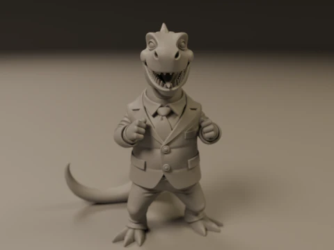 Dinosaur in suit 3D Print Model