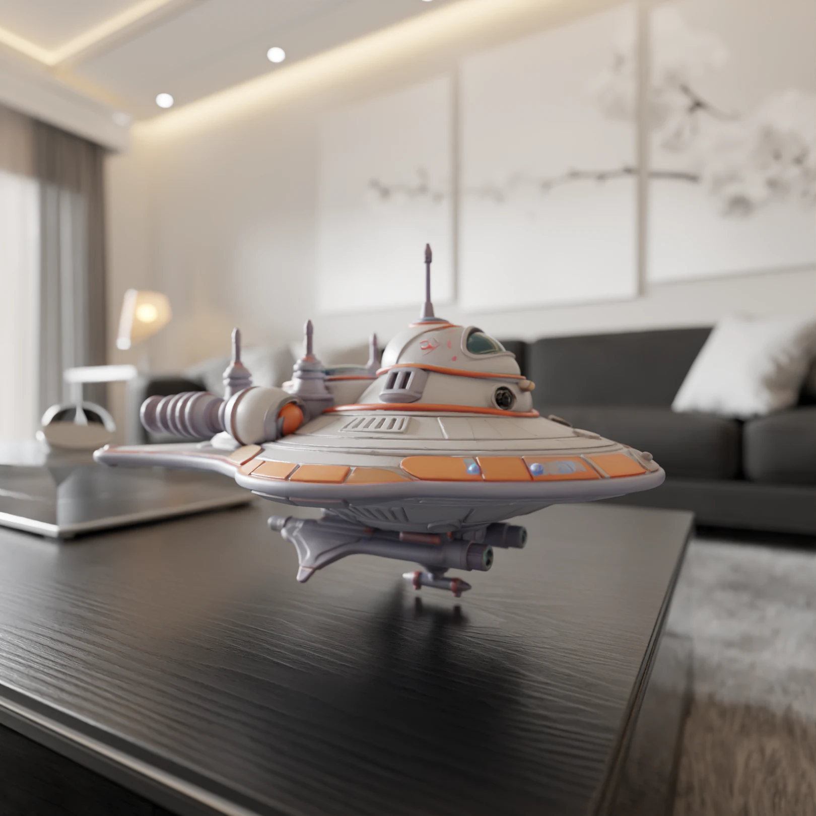 Spaceship 3D Print Model .c4d .max .obj .3ds .fbx .stl .blend 